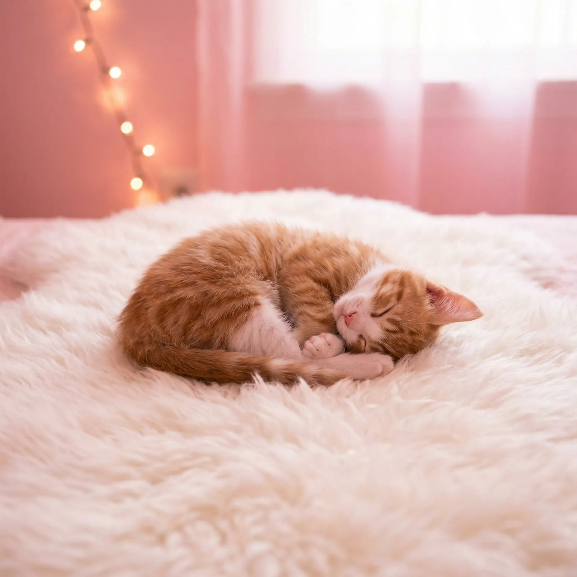 小猫蜷成一团入睡 - 爱在粉雪时光电视剧免费观看
